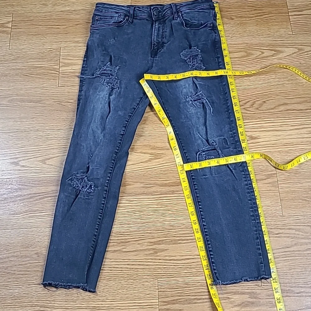 AEROPOSTALE SKINNY TAPER 32x26 MENS FADED DISTRESED STRECH CROPED PREOWNED JEANS